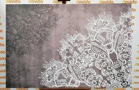 Stampa su tela – Elementi di Mandala floreale in bianco e nero