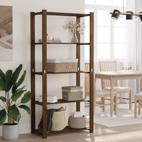 Scaffale A 5 Livelli Marrone 80x38x170 Cm İn Legno Di Pino /