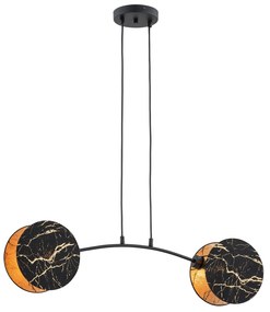 Lampada A Sospensione 2 Luci Moderna Nut In Acciaio Effetto Marmo Nero