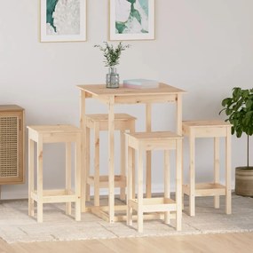 Set Da Bar 5 Pz İn Legno Massello Di Pino /