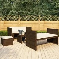 Set Divani da Giardino 5 pz con Cuscini in Polyrattan Marrone 48133