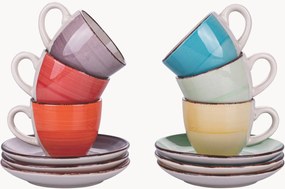 Set di 6 tazzine da caffè con piattini dipinte a mano Baita