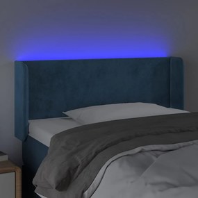 Testiera a led blu scuro 83x16x78/88 cm in velluto