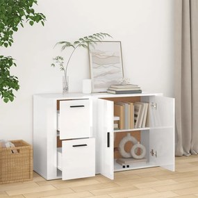 Credenza bianco lucido 100x33x59,5 cm in legno multistrato