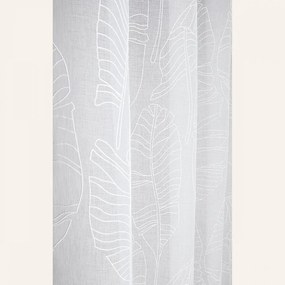 Tenda bianca Flory con motivo a foglie e occhielli argentati 140 x 280 cm