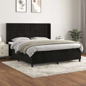 Giroletto A Molle Con Materasso Nero 160x200 Cm İn Velluto /