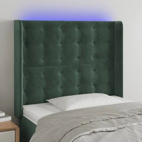 Testiera A Led Verde Scuro 93x16x118/128 Cm İn Velluto /