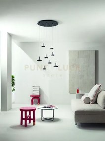 Sospensione nina 8 luci nero 3000k 3360lm 56w d.60cm vetri acquista...