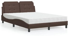 Letto Con Materasso Marrone 140x190cm İn Similpelle /