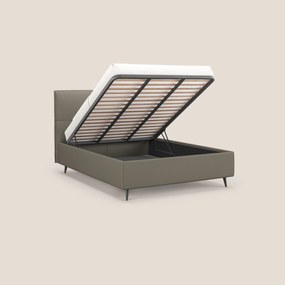 Greta letto contenitore dimensioni SLIM con testata trapuntata in ecopelle impermeabile T04 talpa