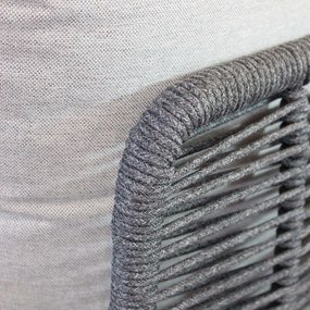 ESCONDIDO - salotto con struttura in alluminio antracite e corda in pvc, tavolino effetto pietra