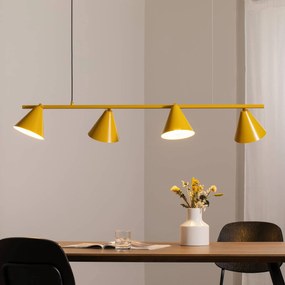 ALDEX Lampada a sospensione forma 4, gialla, metallo, a 4 luci, conica, E27