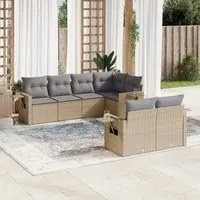 Set Divani da Giardino 7 pz con Cuscini Beige in Polyrattan 3252746