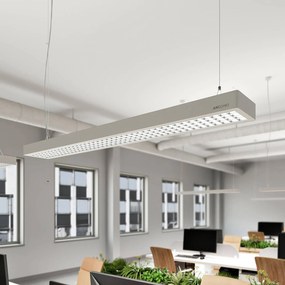 Lampada LED a sospensione da ufficio Arcchio Susi, argento, 120 cm, 4000K, DALI Susi Arcchio, dimmerabile, Alluminio / Grigio / Zincato, Studio / Ufficio, Alluminio, Moderno
