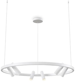 Lampadario A Sospensione Moderno Satellite Metallo Bianco Acrilico Luce Led 42W