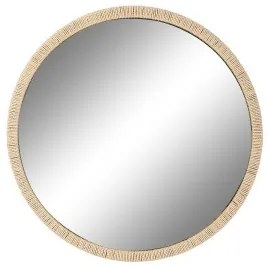 Specchio da parete Home ESPRIT Nero Naturale Corda Abete Mediterraneo 80 x 3,5 x 80 cm