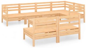 Set salotto da giardino 8 pz in legno massello di pino