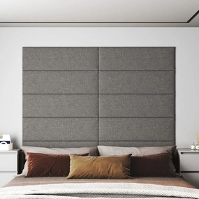 Pannelli Murali 12 Pz Grigio Chiaro 90x30 Cm Tessuto 3,24 M² /