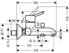 Miscelatore Monocomando Esterno Vasca Cromo Hansgrohe Focus S 31742000