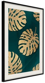 Poster  Gilded Monstera Leaves  Cornice Quadri Cornice nera con pass-partout, Larghezza x Altezza Home decor 30x45