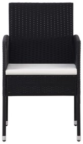 Set da pranzo da giardino 7 pz nero in polyrattan e acciaio