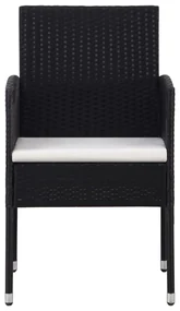 Set da pranzo da giardino 7 pz nero in polyrattan e acciaio