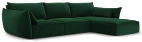 Divano angolare verde scuro (con penisola a destra/con chaise lounge) con rivestimento in velluto Vanda – Mazzini Sofas
