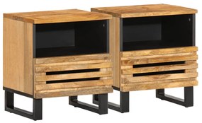 Comodini 2pz 40x34x46 Cm İn Legno Massello Di Mango /