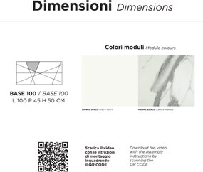 Mobile da bagno sospeso moderno base 100 CRIZIA con lavabo, BIANCO OPACO