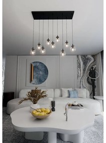 Lampadario a Sospensione in Acciaio e Vetro COSMO 9 Nero 9xE14 Colore delle Sfere Trasparente
