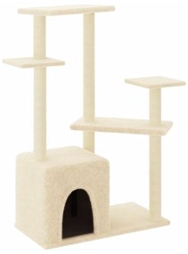 Albero per gatti con tiragraffi in sisal crema 107,5 cm