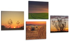 Set di quadri – Tramonto romantico sul prato