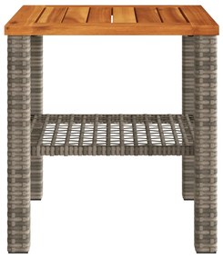 Tavolo da giardino grigio 40x40x42 cm polyrattan e legno acacia