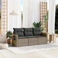 Set Divani da Giardino 3 pz con Cuscini Grigio in Polyrattancod mxl 89247