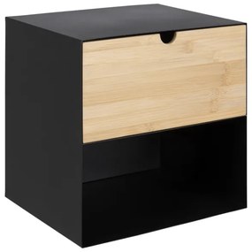 Comodino con opzione di montaggio a parete BEKIM nero/bambù