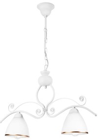 Lampadario a sospensione con catena RETRO 2xE27/60W/230V bianco opaco