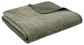 Copriletto verde in velluto con rivestimento trapuntato 240x260 cm Attica Velvet Embroidered – Bianca