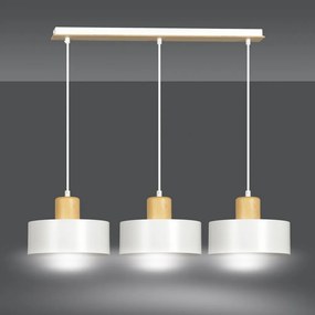 Lampadario a Sospensione in Acciaio e Legno TORIN 3 Nero 3xE27 Colore del corpo Bianco