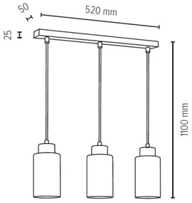 Spot-Light 1720374 - Lampadario a sospensione con filo BOSCO 3xE27/60W/230V