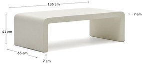 Kave Home - Tavolino Aiguablava in cemento bianco 135 x 65 cm