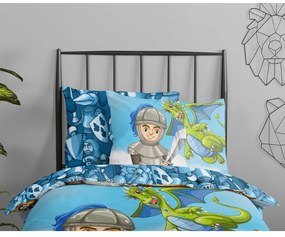 Set copripiumino e federa da bambini blu in cotone per letto singolo ed esteso 140x220 cm Knight – Good Morning