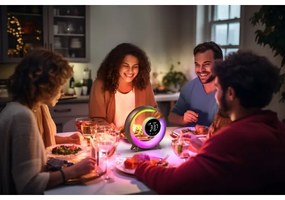 Immax 08985L-LED Lampada da tavolo dimmerabile RGBW con sveglia LED/20W/5V USB a