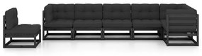 Set divani da giardino 7 pz con cuscini legno massello di pino