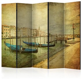 Paravento design Viaggio nel tempo II (3-parti) - barche veneziane con sfondo
