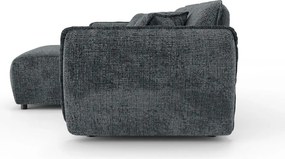 Divano angolare grigio scuro (con penisola a sinistra/con chaise lounge) con rivestimento in ciniglia Nelia – Ropez