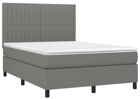 Giroletto a molle con materasso grigio scuro 140x200cm tessuto