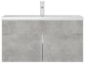 Mobile con lavabo integrato grigio cemento in legno multistrato