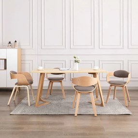 Sedie Da Pranzo 4 Pz İn Legno Piegato E Tessuto Grigio Talpa /