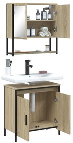 Set mobili da bagno 2 pz rovere sonoma in legno multistrato