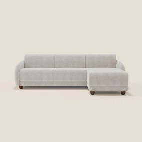 Giglio divano letto angolare con materasso alto 18 cm e penisola contenitore in morbido bouclé impermeabile T07 bianco